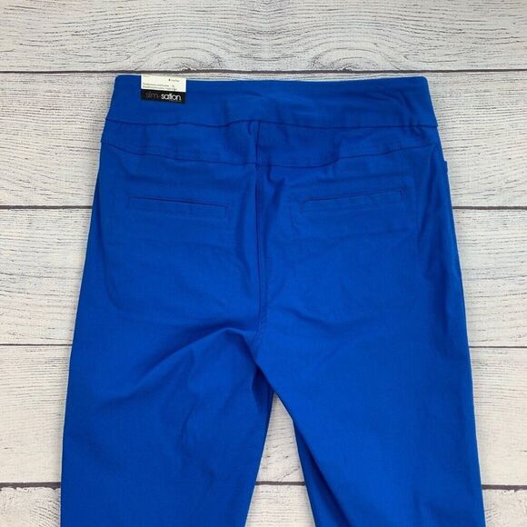 SlimSation Crop Pants sz 4 Bright Blue Stretch Pull on Inseam 23" New NWT - Picture 7 of 10